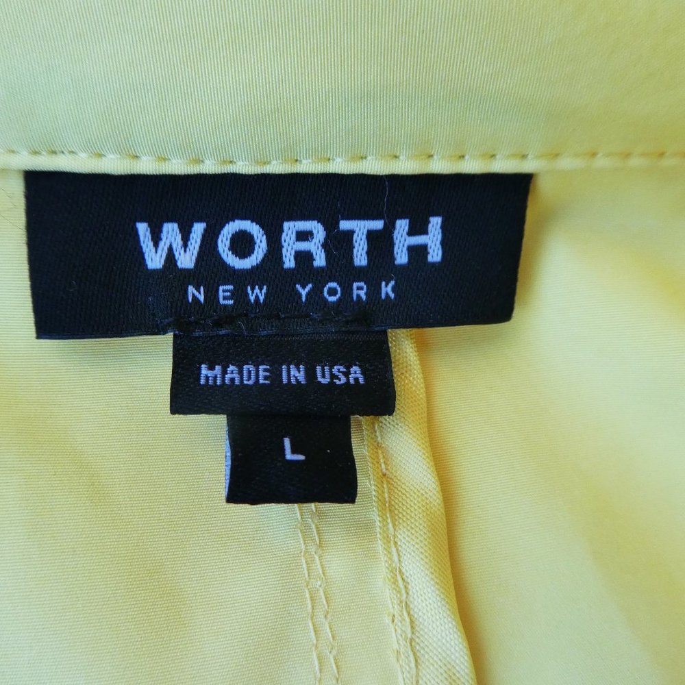 Worth New York Designer Yellow Trench Coat Double Breasted Belted Back Cape USA - Picture 10 of 14